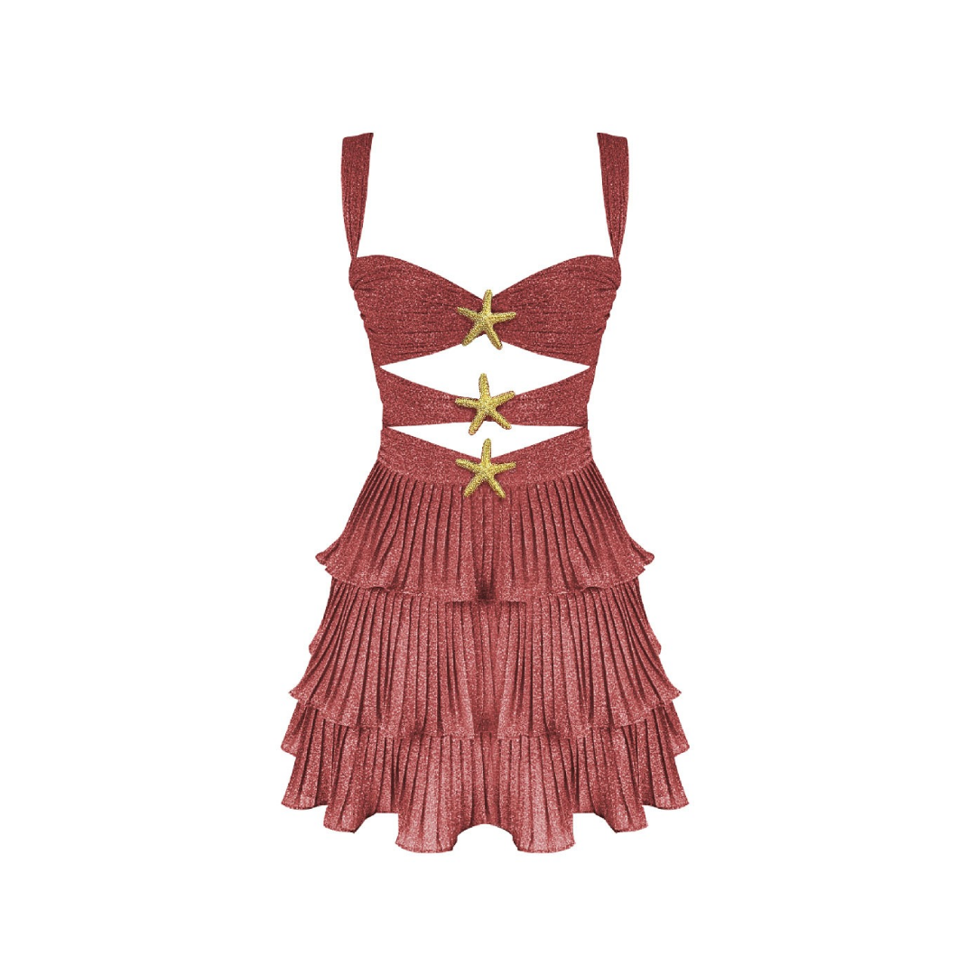 Abendkleid mit Cutouts und Plissiertem Rock