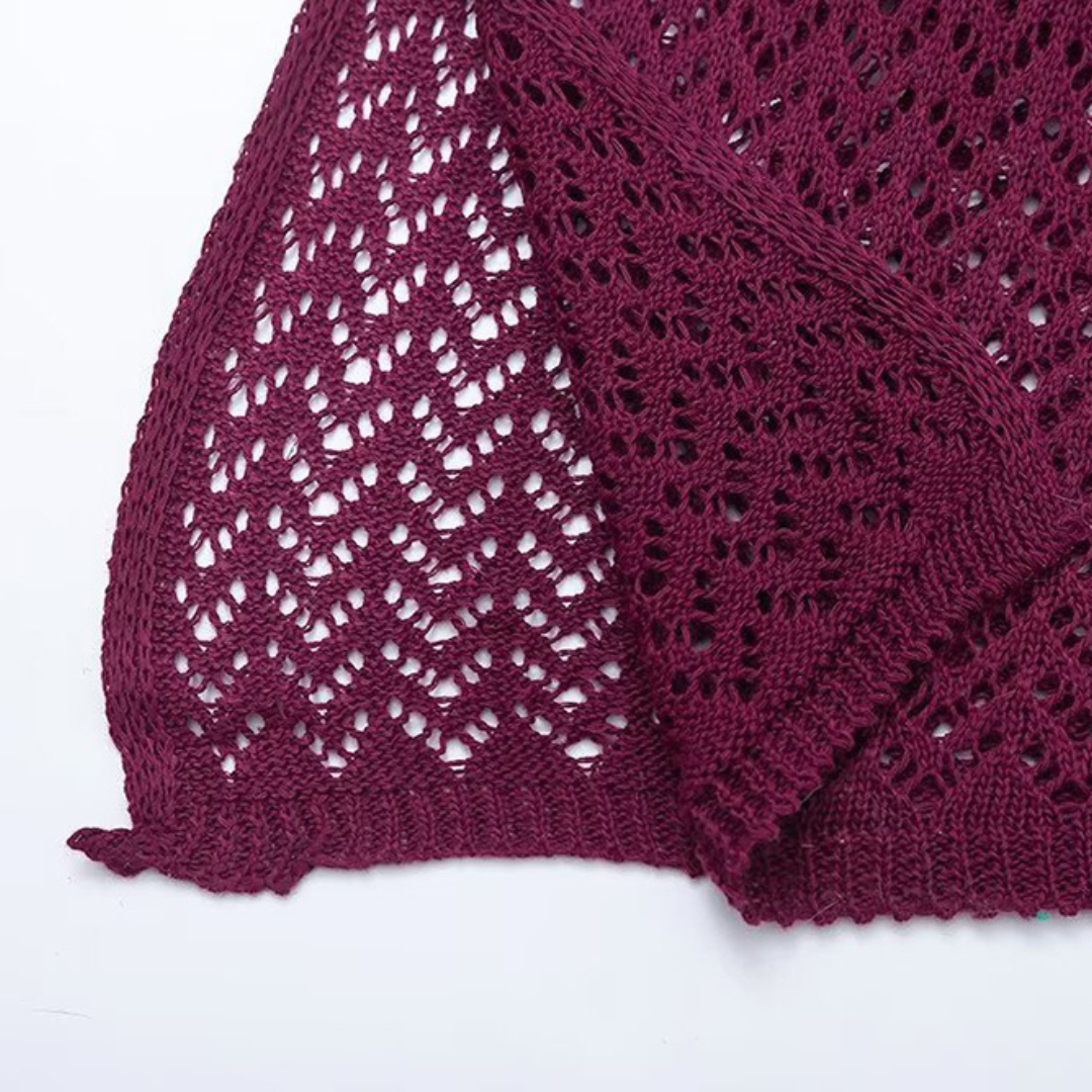 Violett Strickkleid mit Tiefem V-Ausschnitt