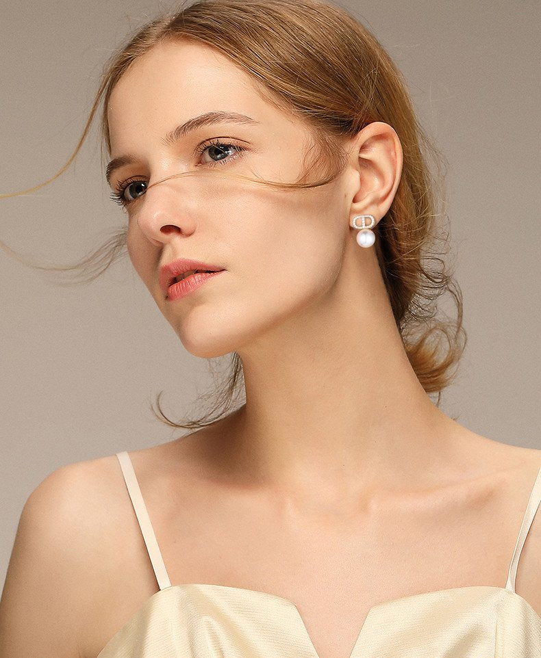 Golden Pearl Zirkon Ohrringe