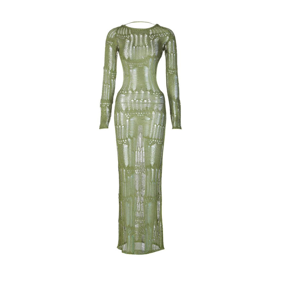 Strickkleid mit Geometrischem Muster und Metallischem Glanz
