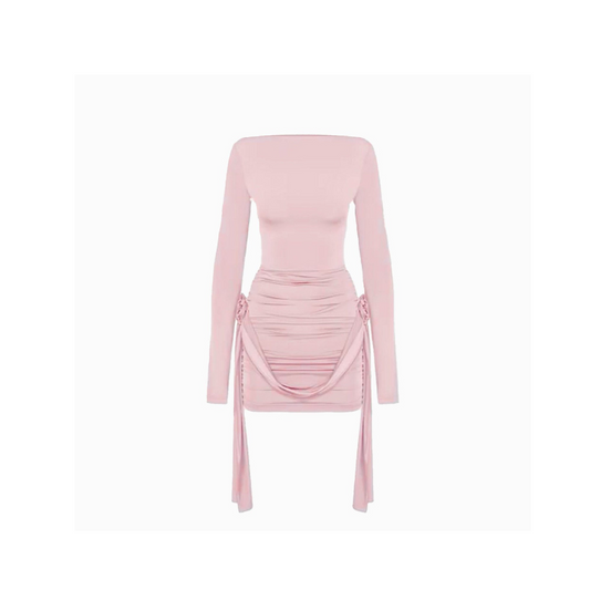 Rosa Delight“ – Off-Shoulder Langarmkleid