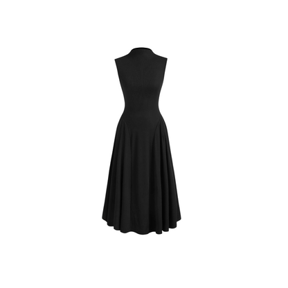 Midi-Kleid mit Hohem Kragen