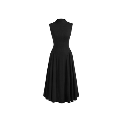 Midi-Kleid mit Hohem Kragen