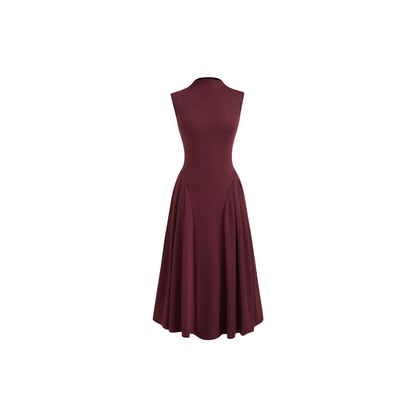 Midi-Kleid mit Hohem Kragen