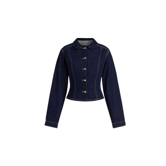 EcoStyle Dunkelblaue Jeansjacke mit Knopfdetail"