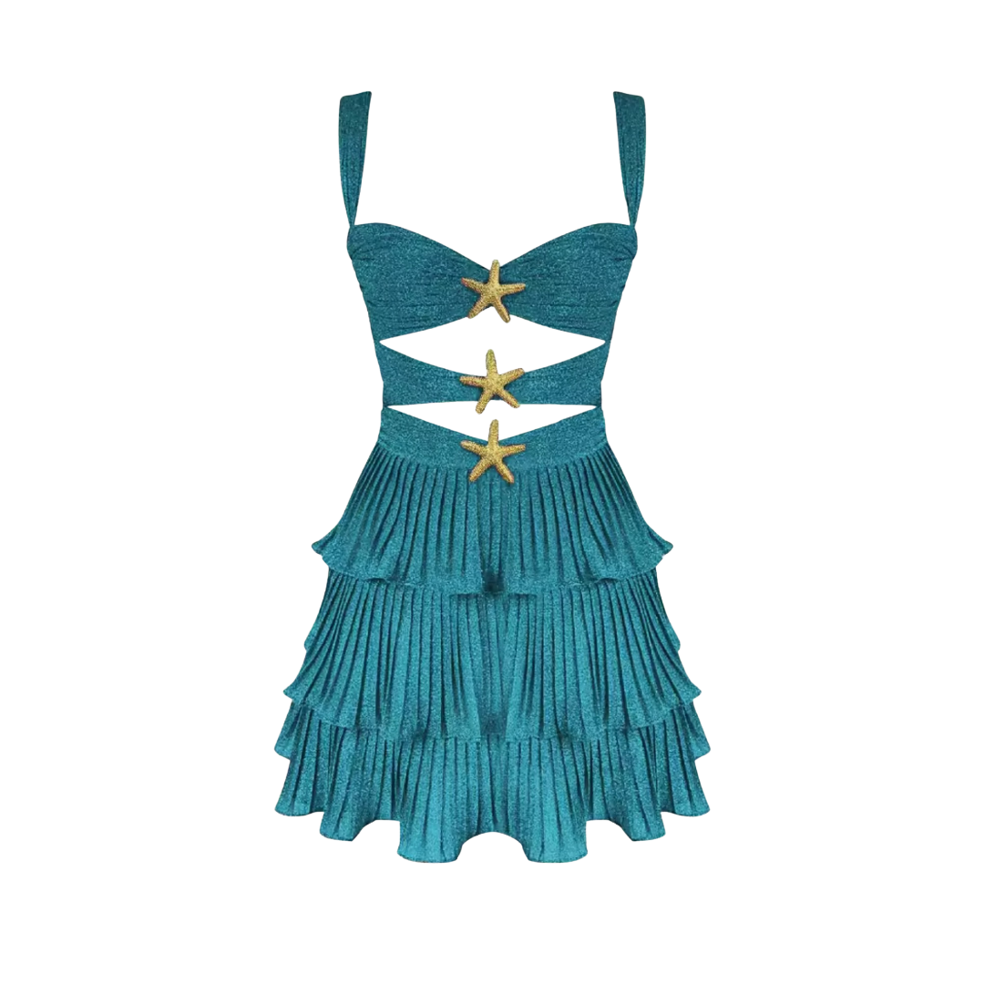 Abendkleid mit Cutouts und Plissiertem Rock