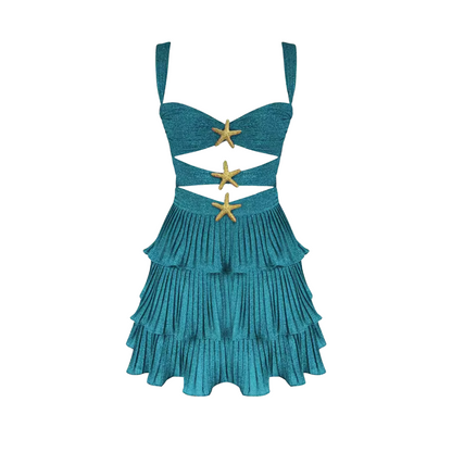 Abendkleid mit Cutouts und Plissiertem Rock