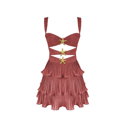 Abendkleid mit Cutouts und Plissiertem Rock