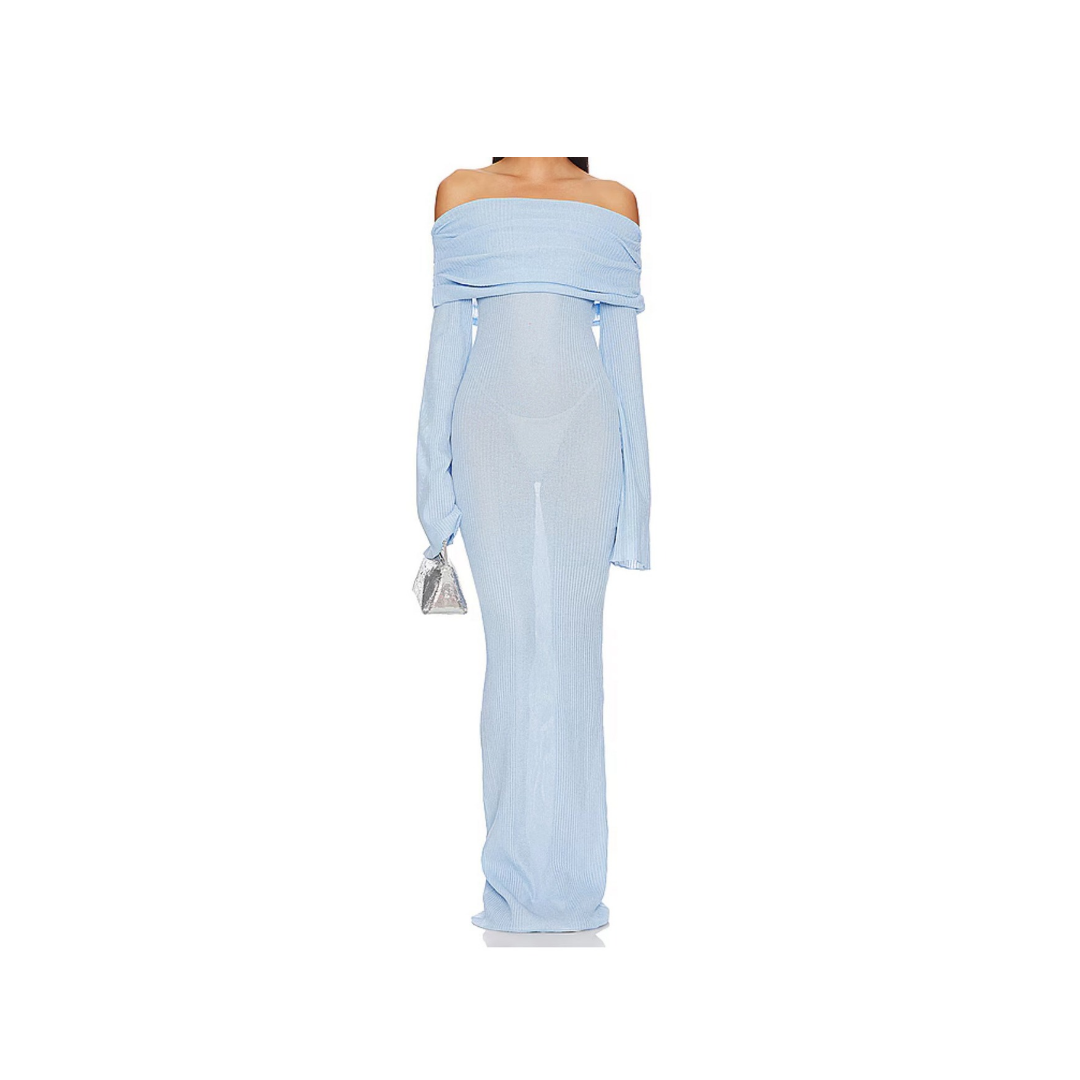 Blue Dream“ – Luxuriöses Off-Shoulder Kleid