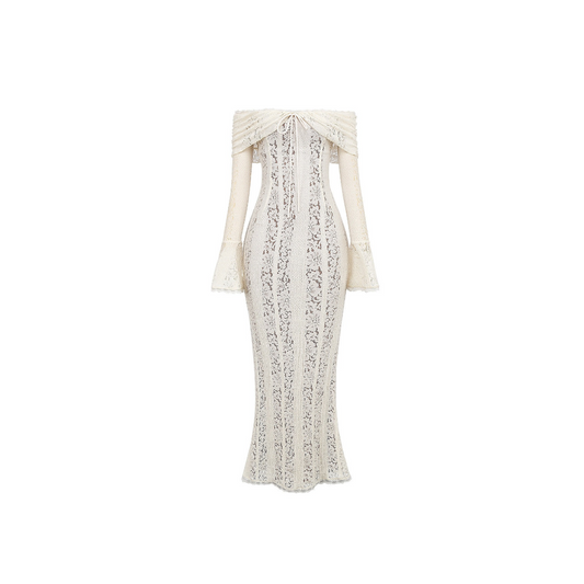 Lace Serenity“ – Schulterfreies Spitzenkleid