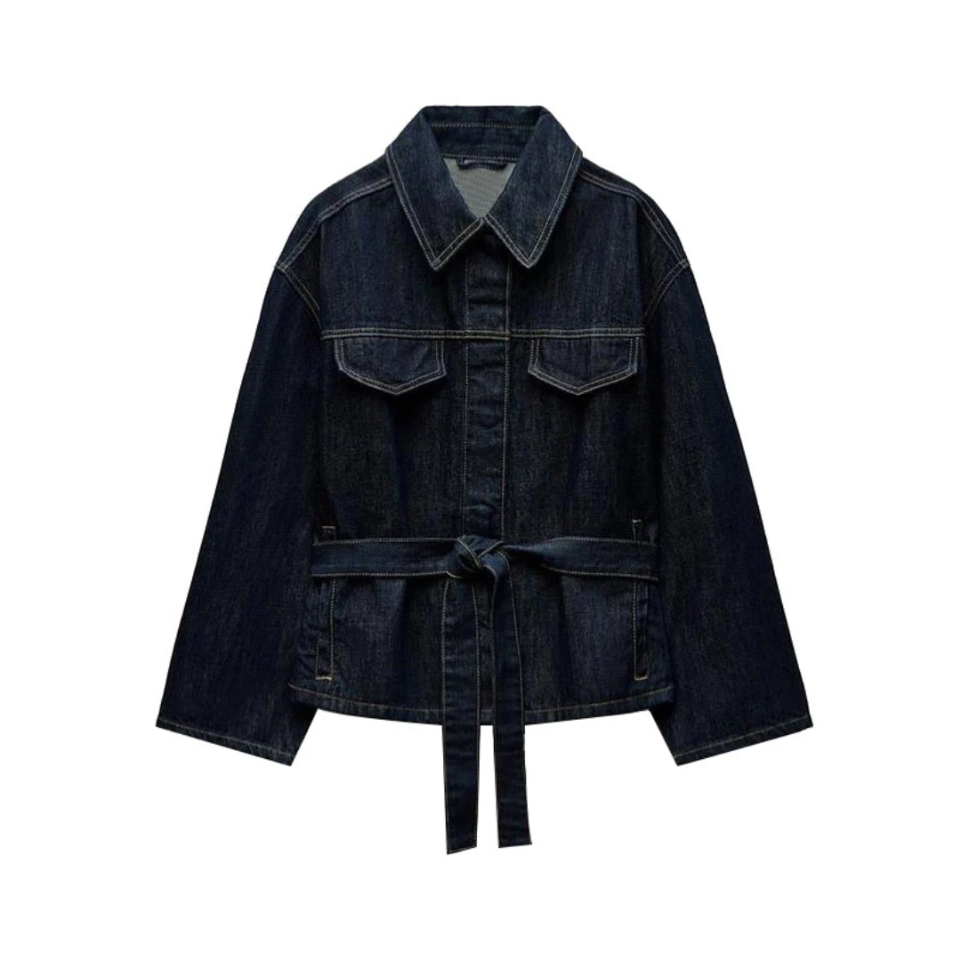 Denim-Set mit Gerader Hose und Lässiger Jacke