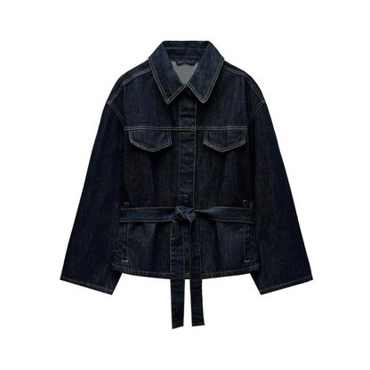 Denim-Set mit Gerader Hose und Lässiger Jacke