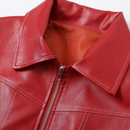 Rote PU-Leder Jacke