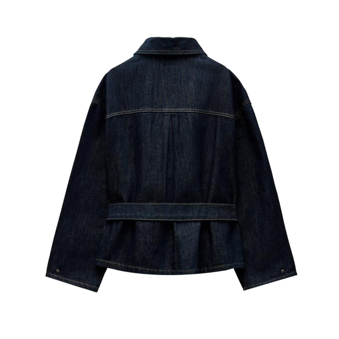 Denim-Set mit Gerader Hose und Lässiger Jacke