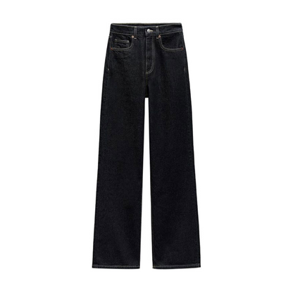Denim-Set mit Gerader Hose und Lässiger Jacke