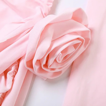 Rosa Delight“ – Off-Shoulder Langarmkleid