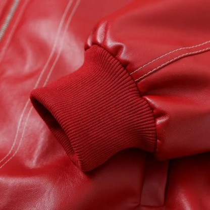 Rote PU-Leder Jacke