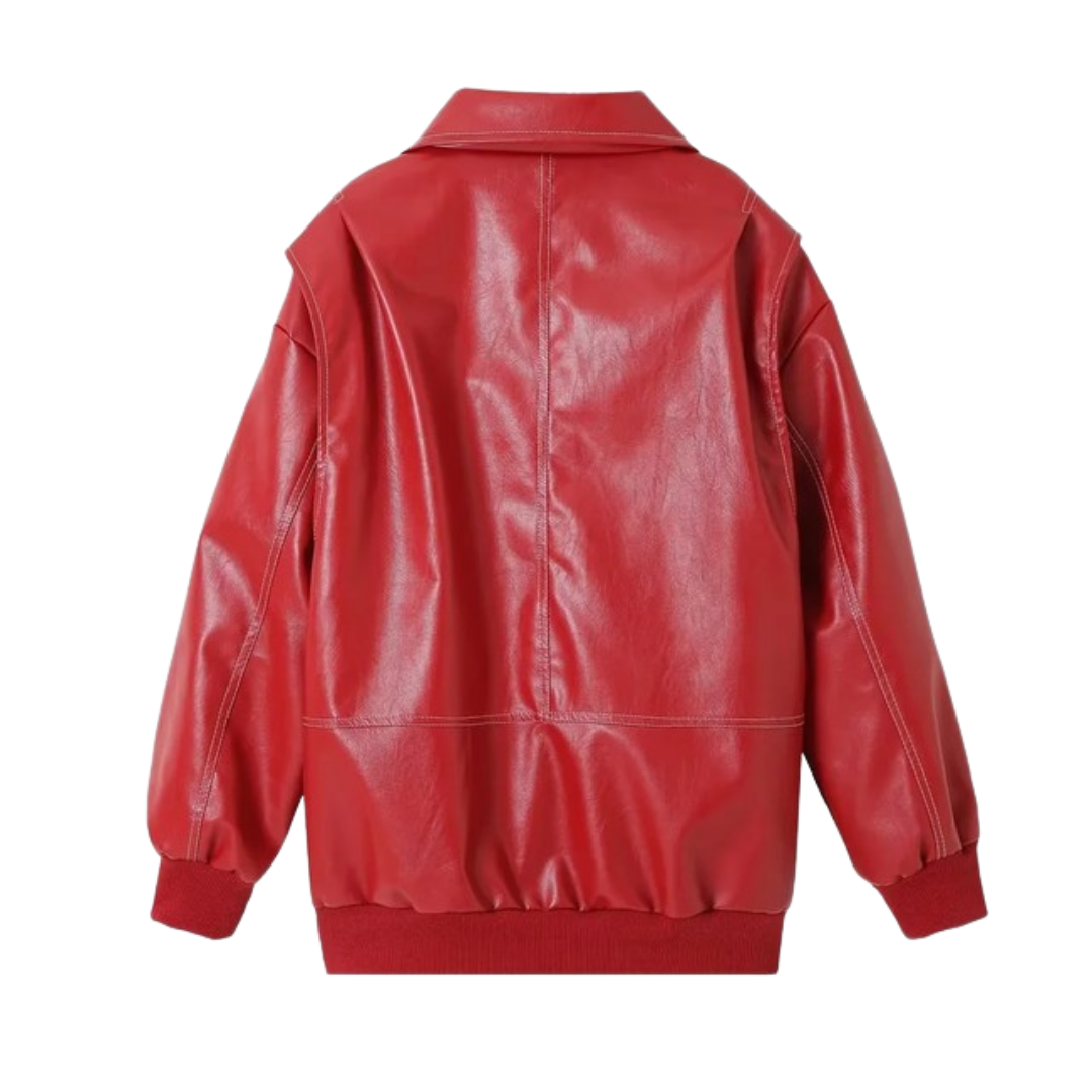 Rote PU-Leder Jacke