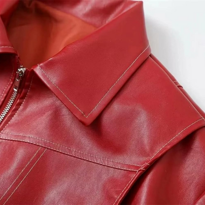 Rote PU-Leder Jacke