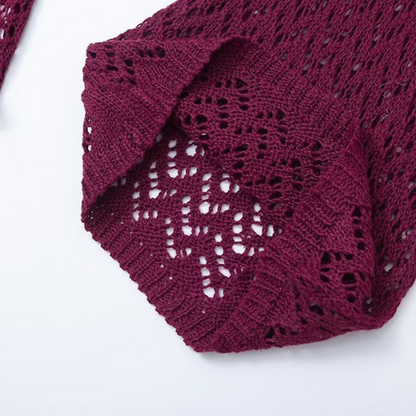 Violett Strickkleid mit Tiefem V-Ausschnitt