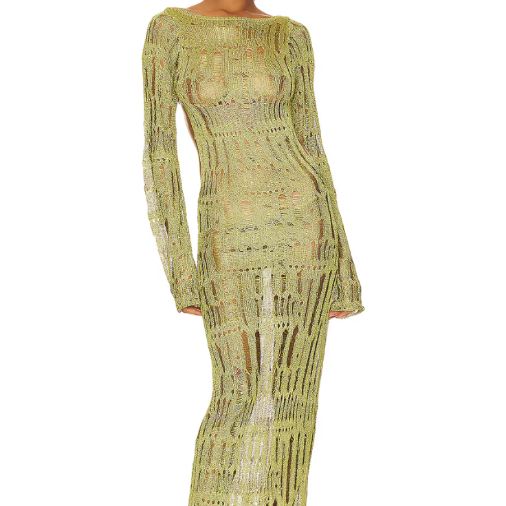 Strickkleid mit Geometrischem Muster und Metallischem Glanz