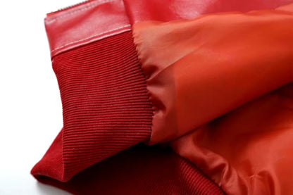 Rote PU-Leder Jacke